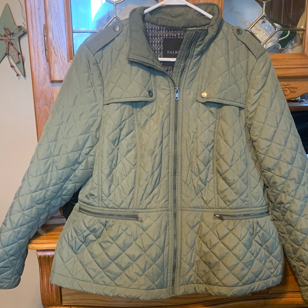 Talbots Quilted Army green fall jacket